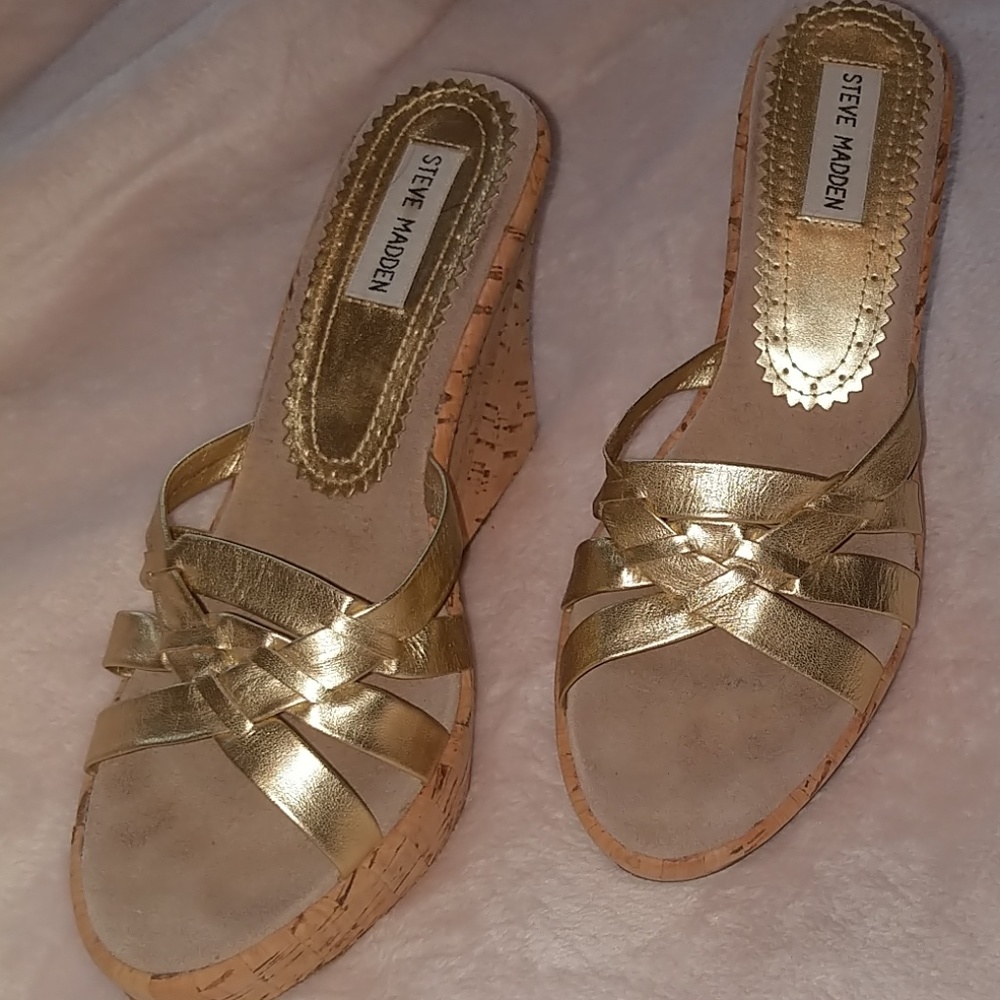 Steve Madden cork wedges slides sandals
